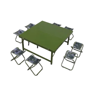 Folding Camping Table With Camo Chairs